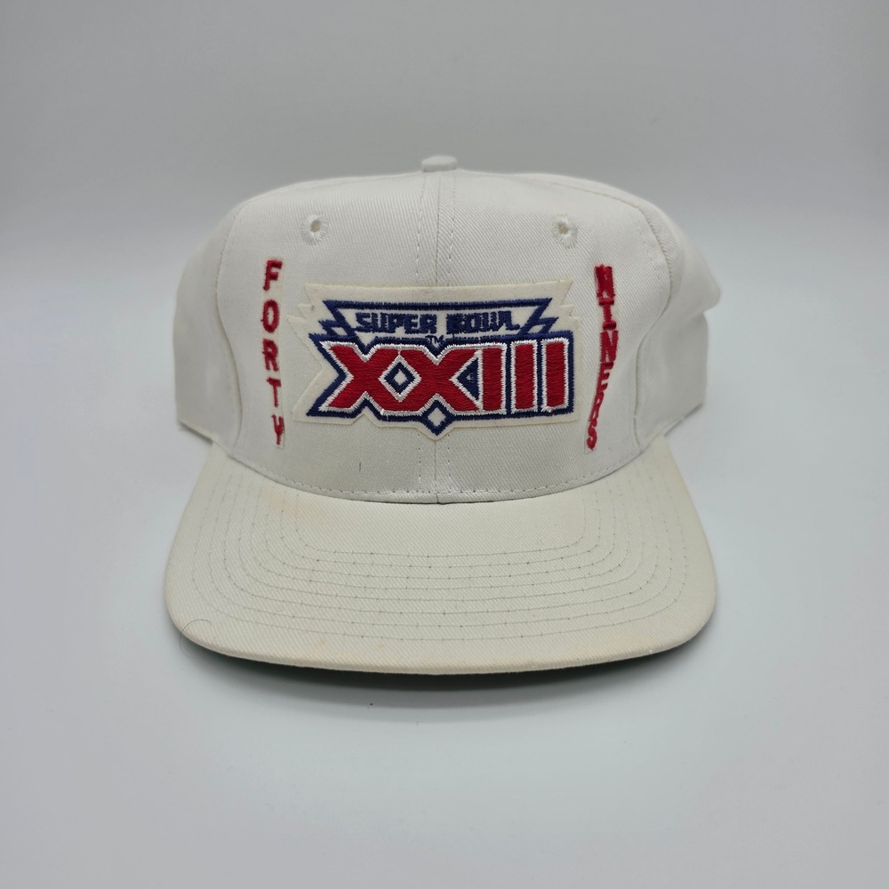 Vintage AJD Super Bowl XXIII San Francisco 49ers Snapback Hat White 1989 NFL
